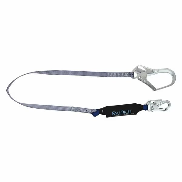 ViewPack Shock Absorbing Lanyard With Snap Hook and Rebar Hook, 310 lb Load, 6 ft L, Polyester Line, , Falltech, Mfr#: 82563